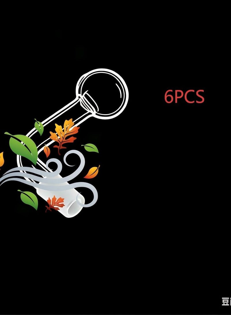 6 قطع من ملحقات مصباح زيت الزجاج المقاوم للحرارة 14 مم، مصنوع من مادة البوروسيليكات الطبية عالية الجودة للاستخدام طويل الأمد، شفاف.